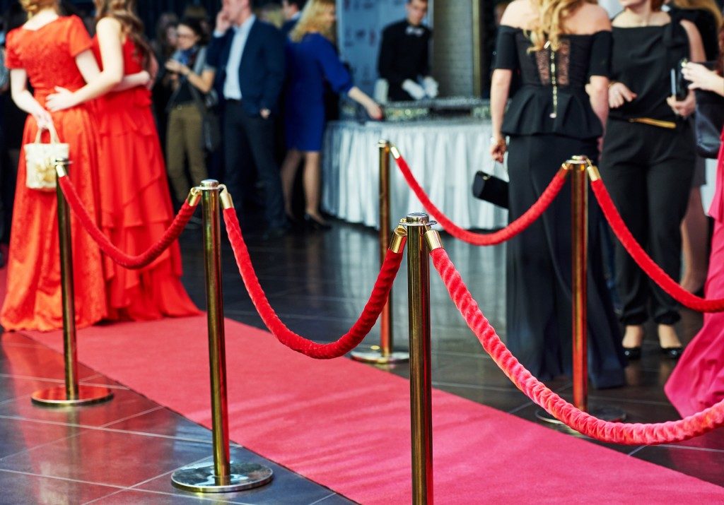 Red carpet in an event venue